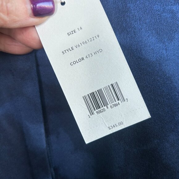 Vince Winter Tie Dye Silk Blouse In Hydra, Navy, Size 14 NWT $345 - Picture 7 of 11